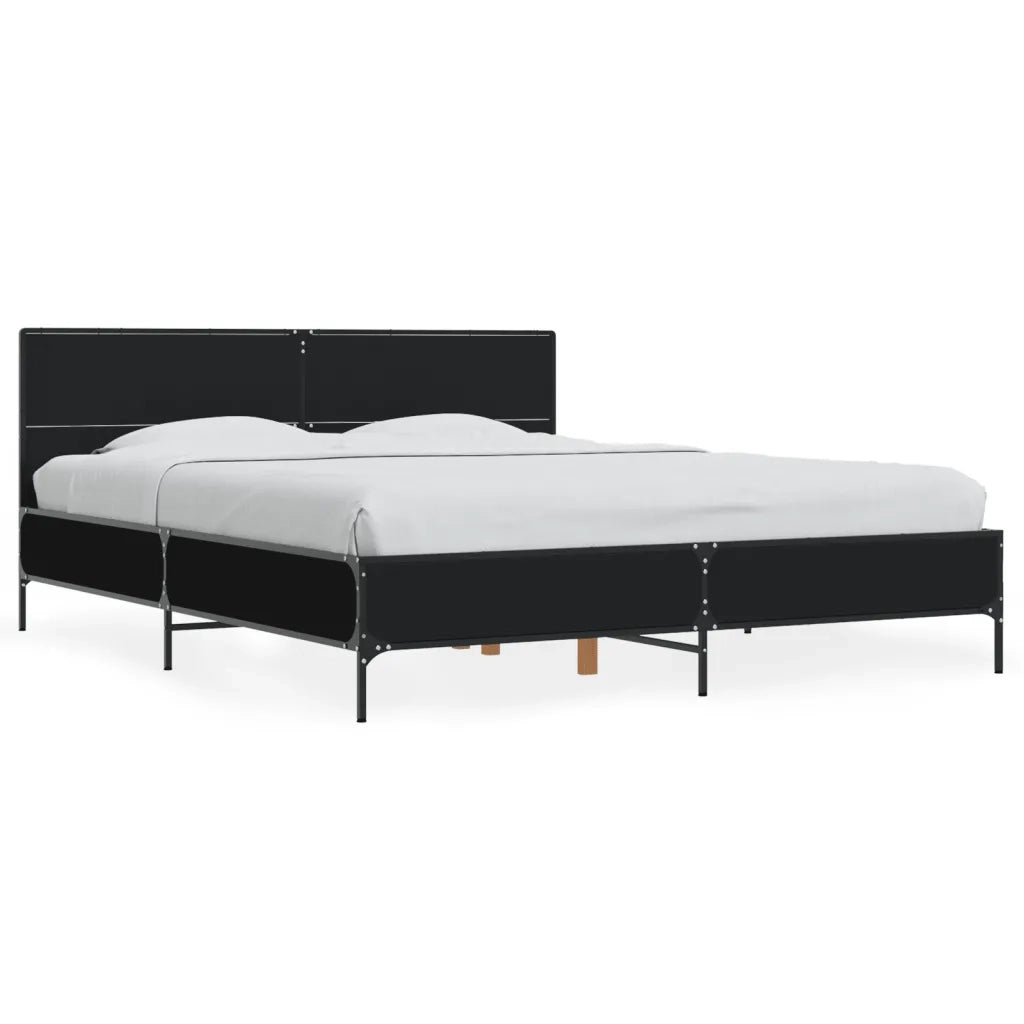 Giroletto-Struttura Letto Nero 160x200 cm in Legno Multistrato e Metallo 359012