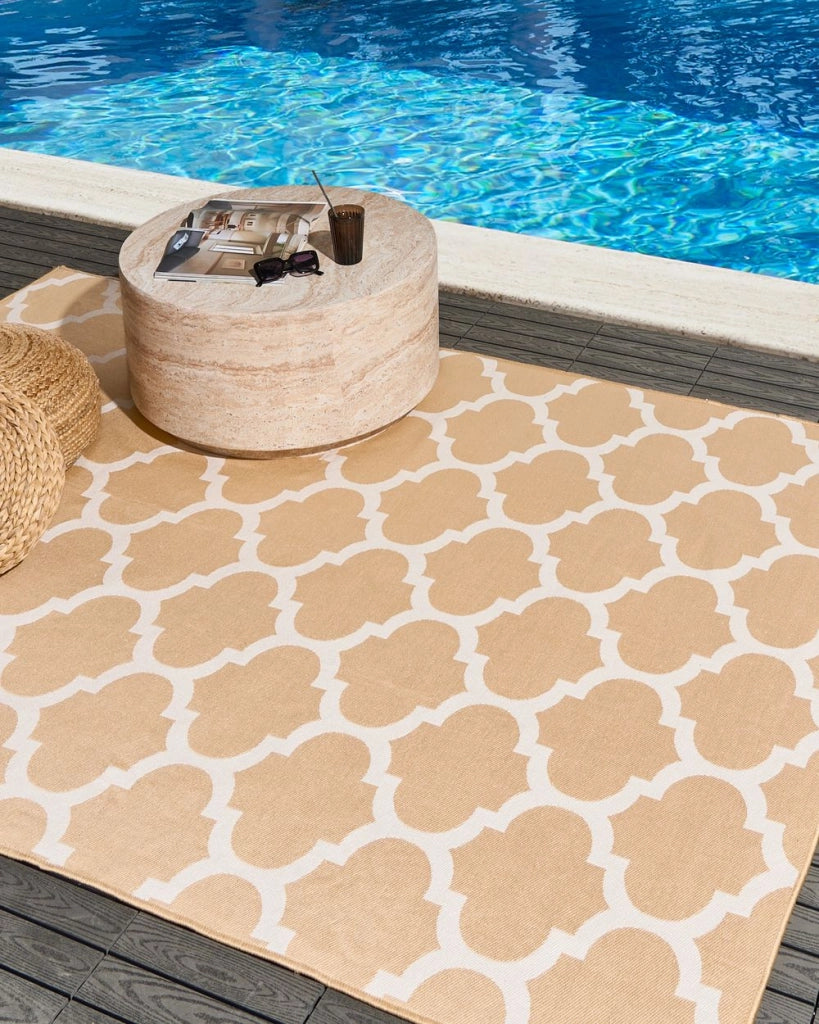 Tappeto tappetino Tessuto Beige 160 x 230 cm Reversibile Esterno Interno Marocchino