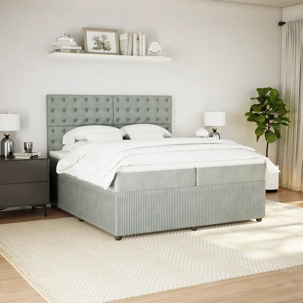 Giroletto a Molle con Materasso Grigio Chiaro 200x200cm Velluto 3294742