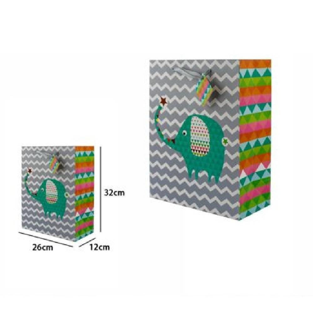 Trade Shop - Set 3 Buste Borsa Da Regalo Sacchetti Con Animali 26x32x12cm 65904 Modelli Vari -