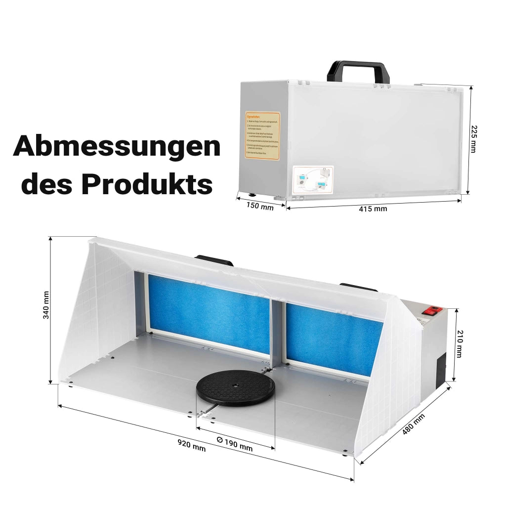 Doppia cabina di aspirazione per verniciatura ad aerografo 8m³/min Aspiratore estrattore con filtro