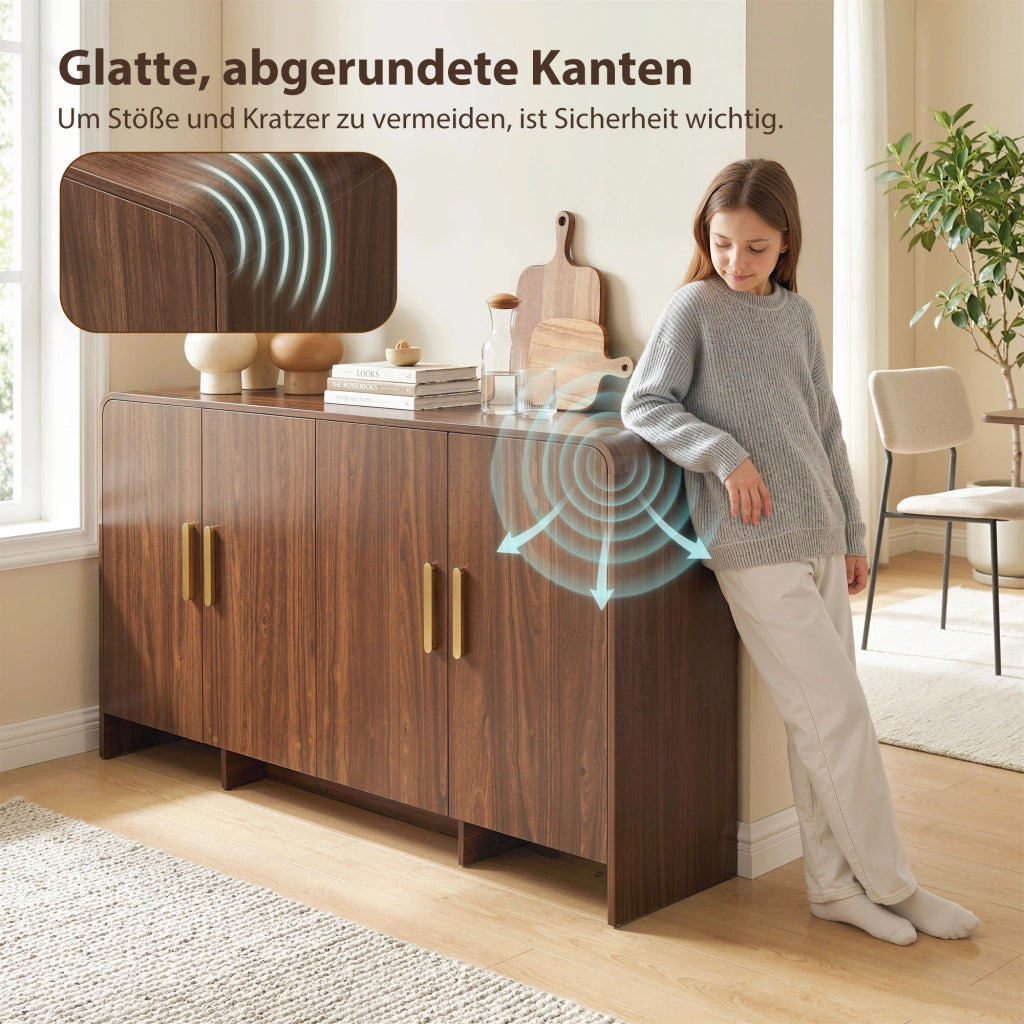 Credenza TV con 4 ante ¨C zephmum ¨C noce, 152 cm