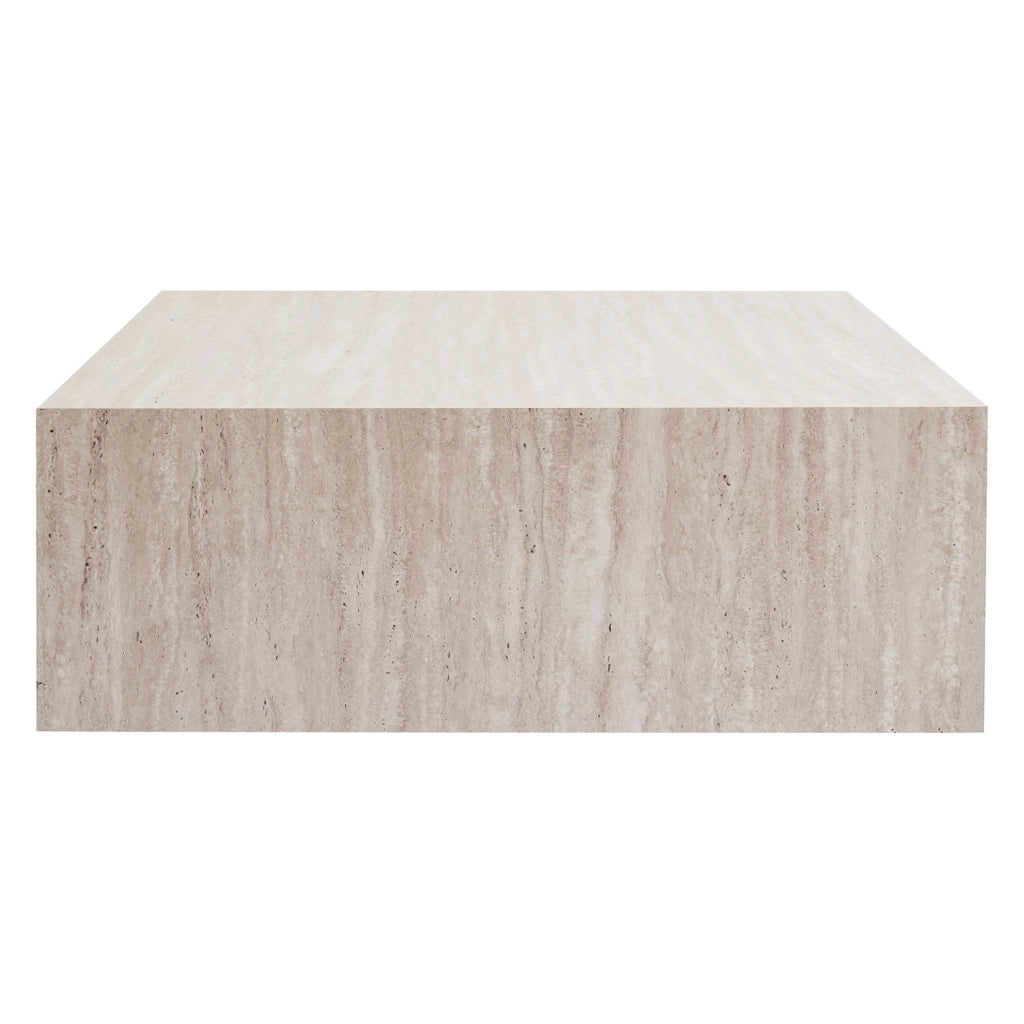 Nofaraka, Tavolino da Salotto Forma Rettangolare, 90x90x35h cm Bianco Marmo