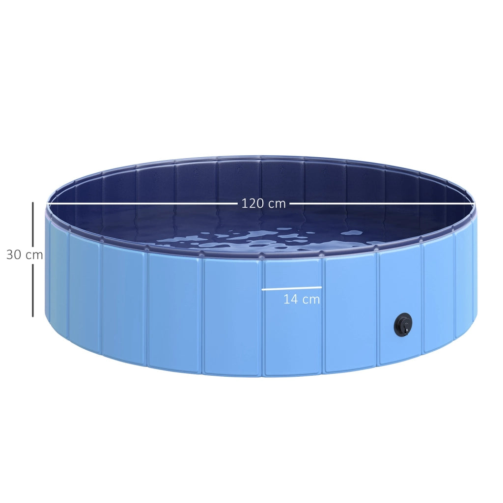 EasyComfort Piscina Pieghevole per Cani in Plastica Bordo Stabile per Animali Domestici Blu 120 x 30 cm (ØxH)