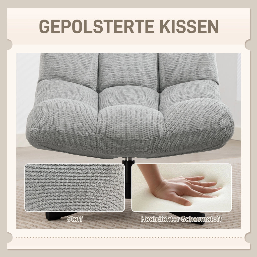 Poltrona Girevole Relax con Poggiapiedi ¨C Zephmum ¨C Grigio Chiaro, Tessuto, 90x100x110