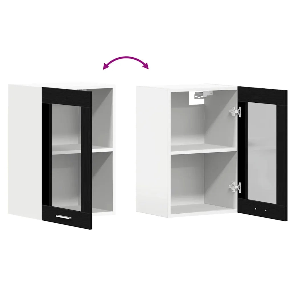 Mobile pensile in vetro rovere Nero 40x31x60 cm in Legno Multistrato 863139