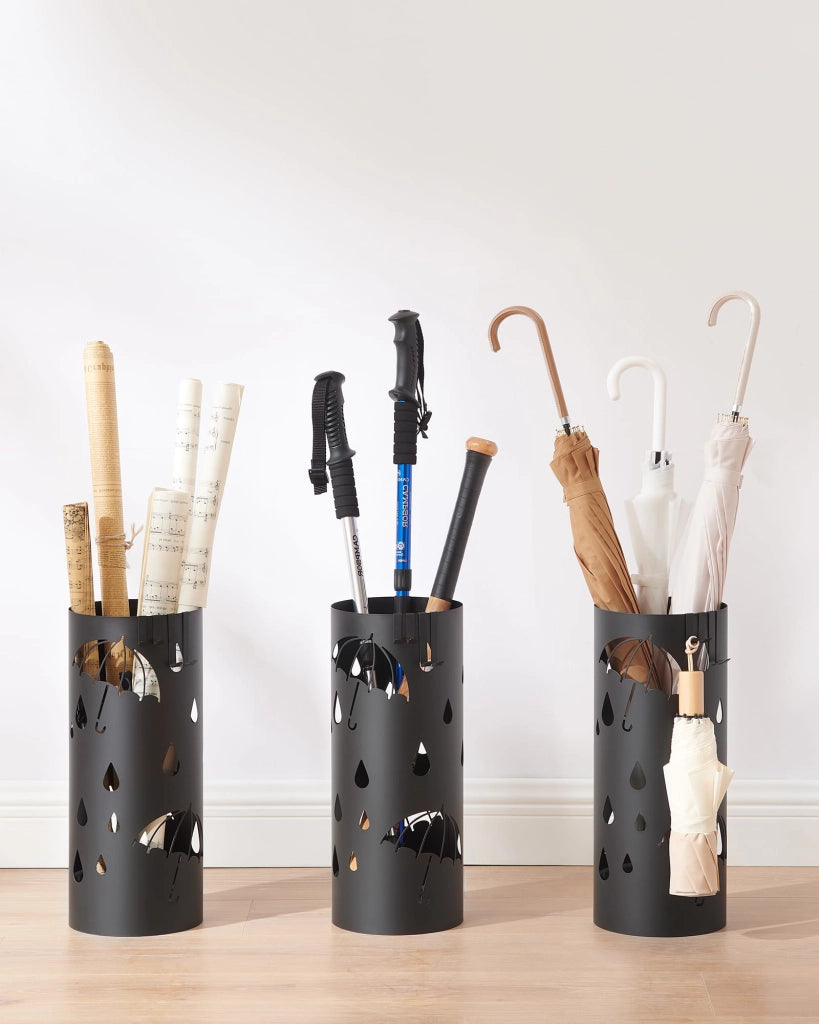 Valora LUC024B01 Portaombrelli in metallo nero stile moderno x4