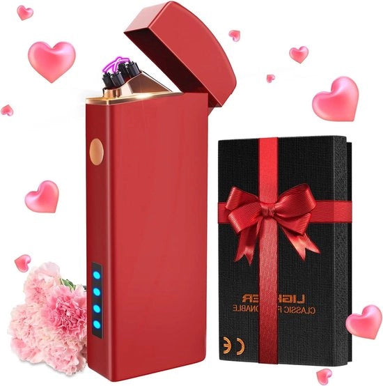 Accendino plasma con indicatore batteria USB caricabile - impermeabile, rosso, per uomo e donna