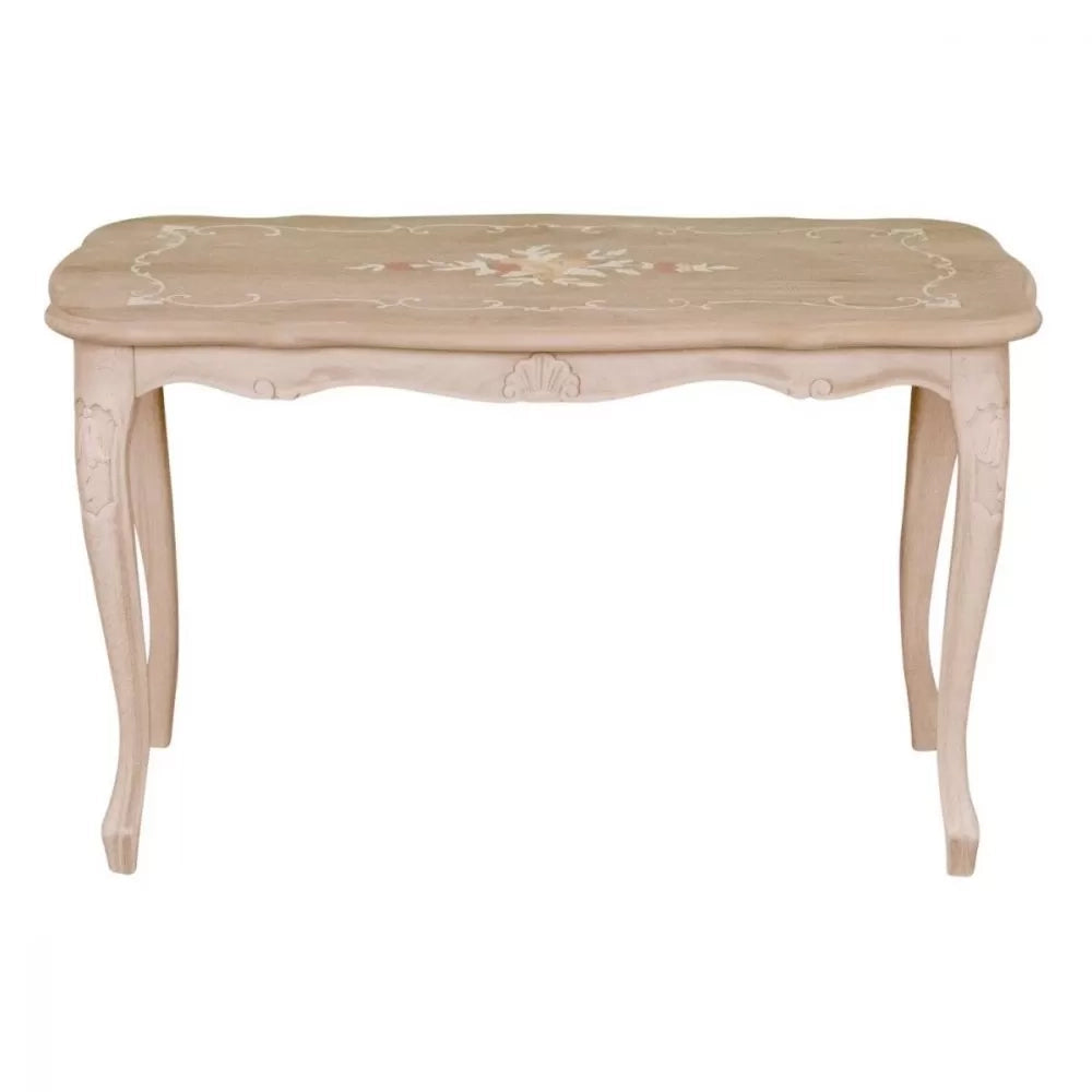 Tavolino rettangolare legno massello intagliato grezzo 77x43x46 - Mobili 2G