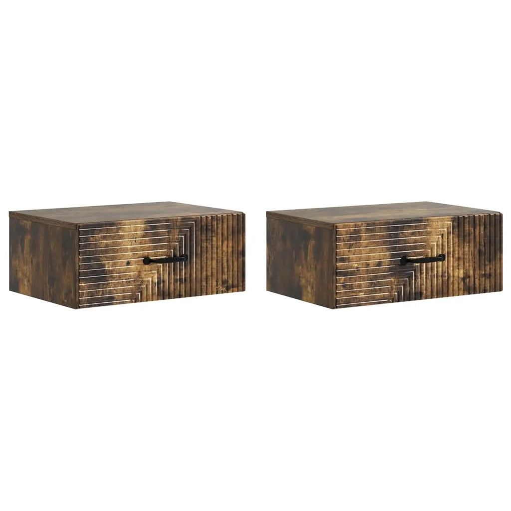 Mobiletto da notte a muro 2 pcs Rovere Fumo 49 x 34,5 x 20 cm 898626