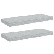 2 pz Scaffali a Parete | Ripiano a parete | Mensole a Parete Grigio Cemento 60x23,5x3,8 cm in MDF