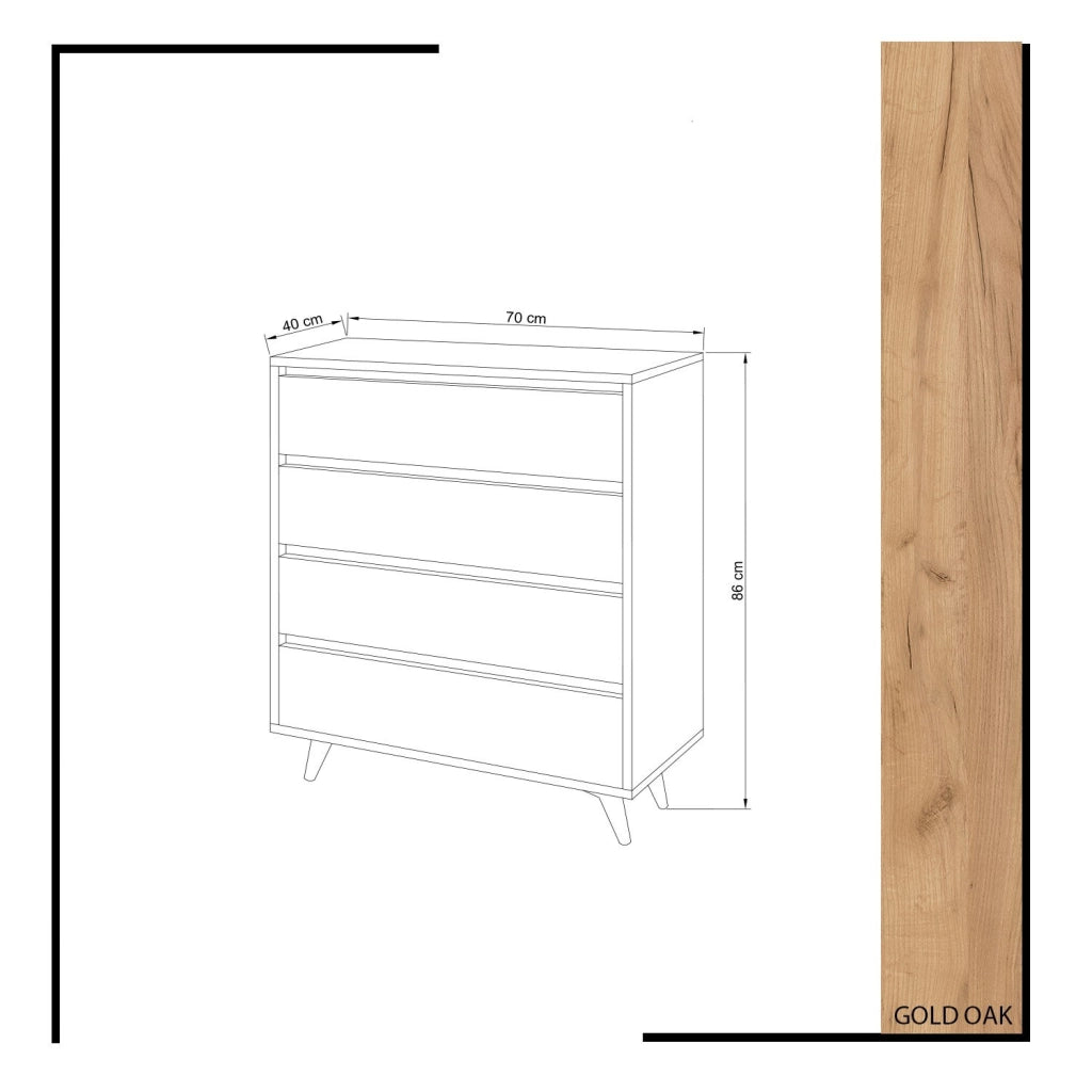Cassettiera in legno "Suvera" - 70 x 40 x 86 cm - Beige