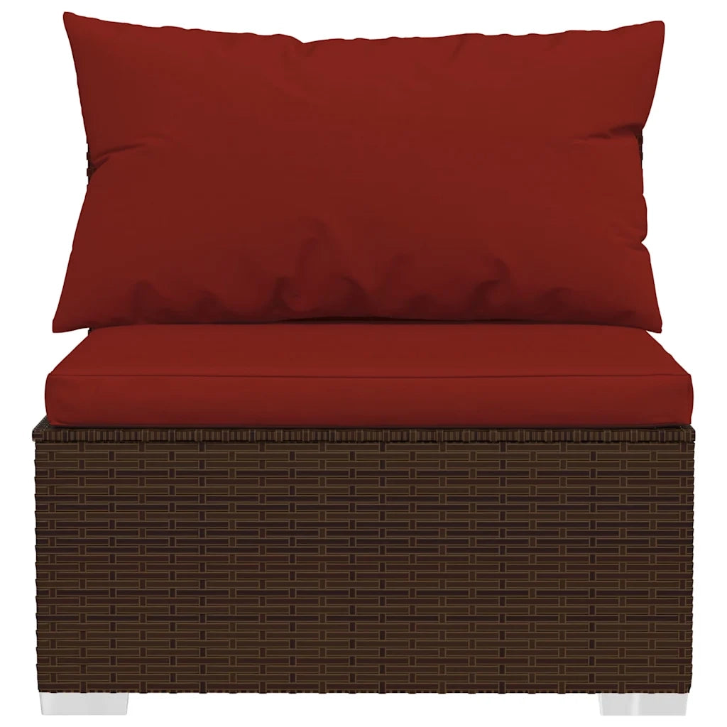 Set Divani da Giardino 4 pz con Cuscini in Polyrattan Marrone cod mxl 53338