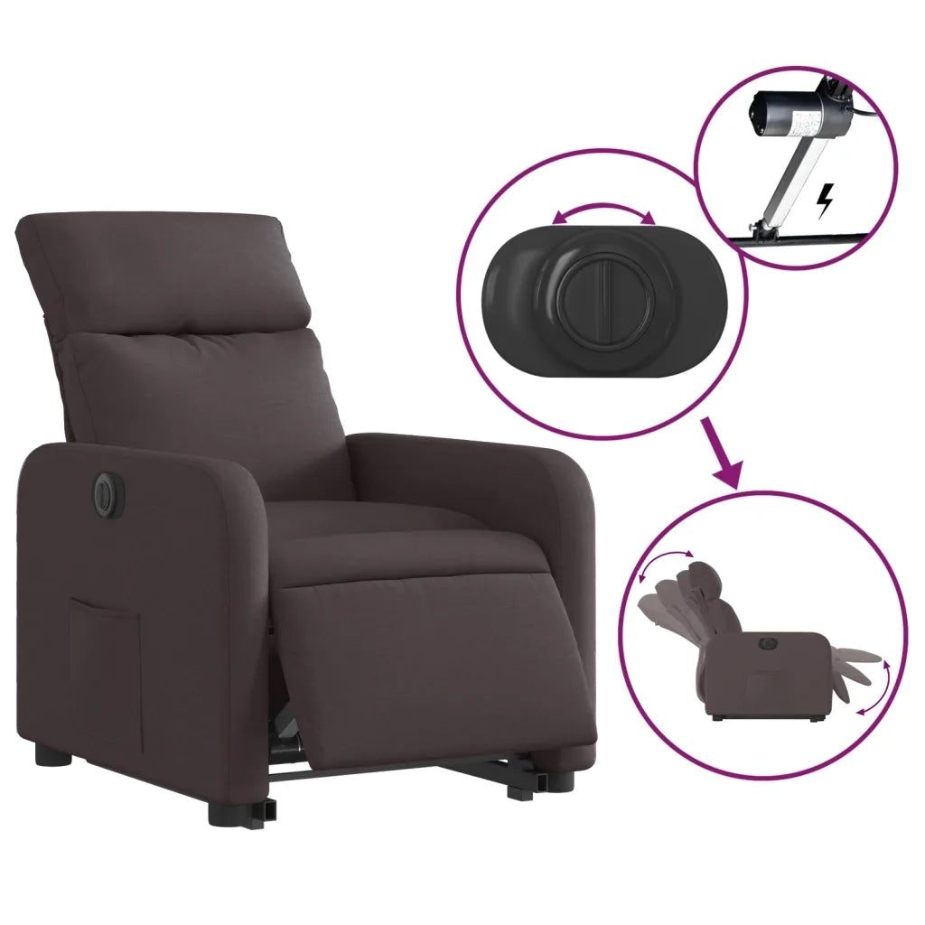 Poltrona Alzapersona Reclinante Elettrica Marrone Scuro Tessuto 3206722