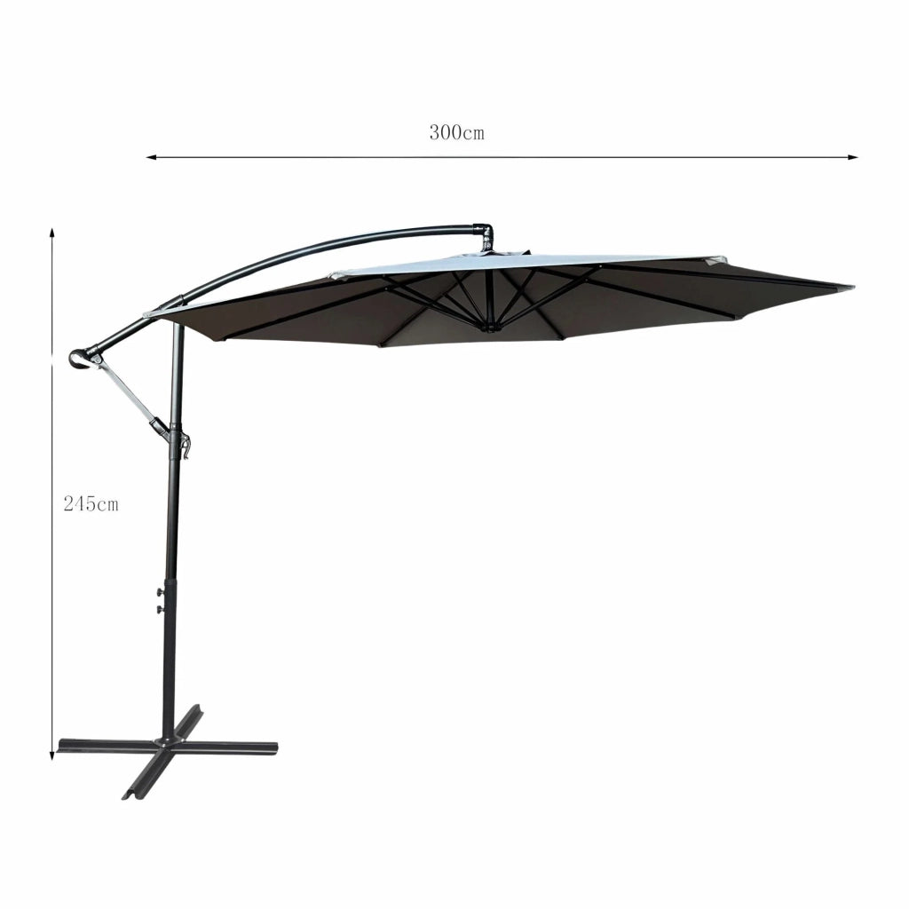 Ombrellone da giardino ASTER con protezione UV in colore grigio chiaro peso 12,1 kg dimensioni 300x300x45 cm