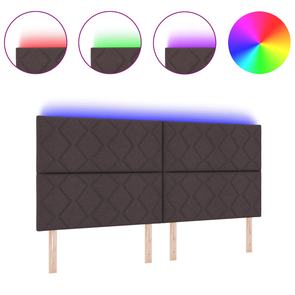 Testata LED  Design a Blocchi di Diamante Marrone Scuro 200 cm Tessuto