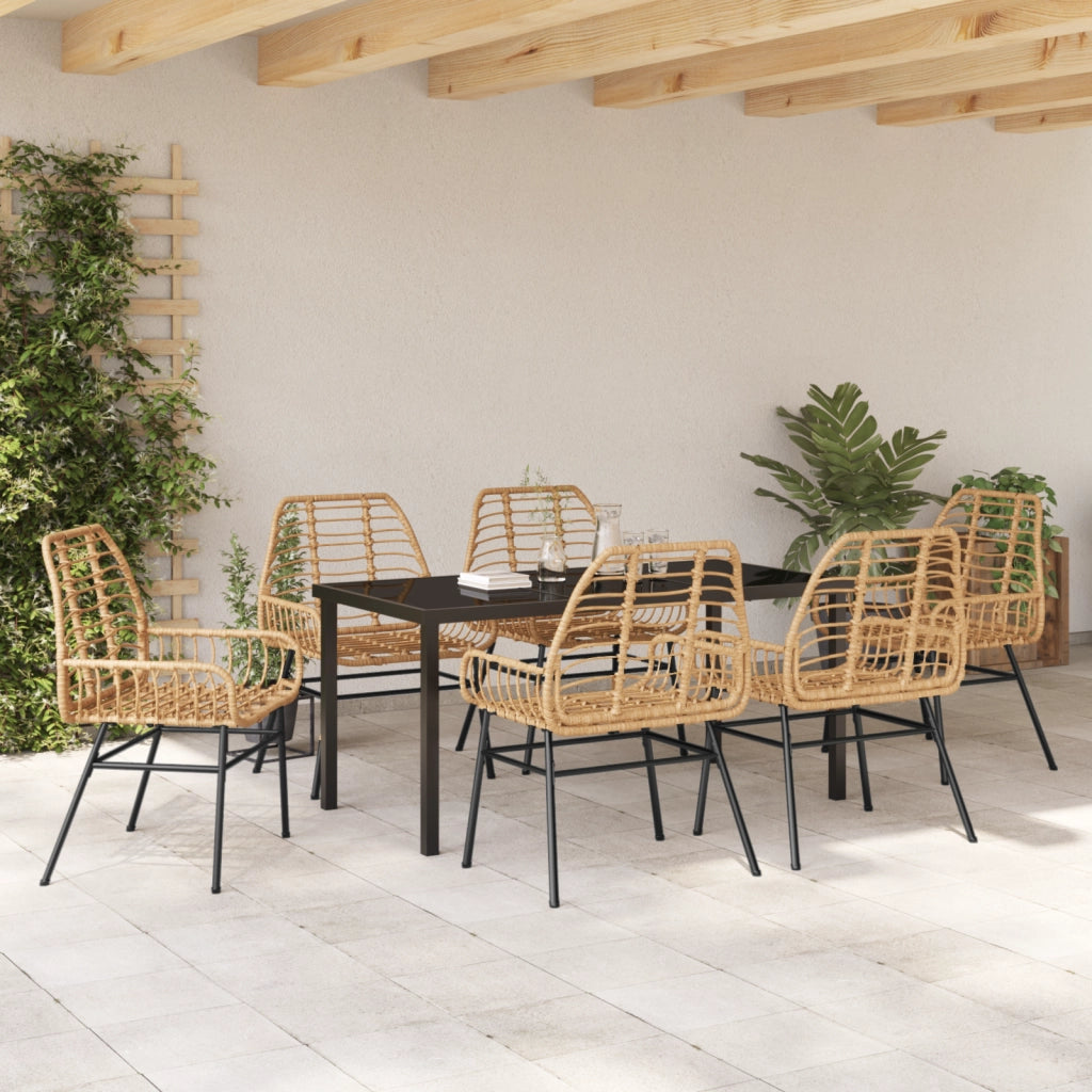 Set da pranzo da giardino 7 pezzi marrone polyrattan