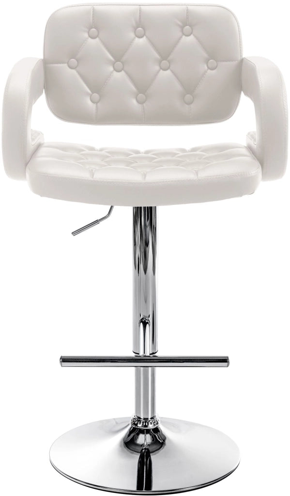 Sgabello Dublin in similpelle bianco,cromo