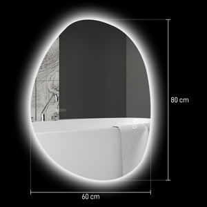 Specchio da Bagno 80x5x60 cm Illuminato a LED 3 Tonalità in Vetro Temperato Argento
