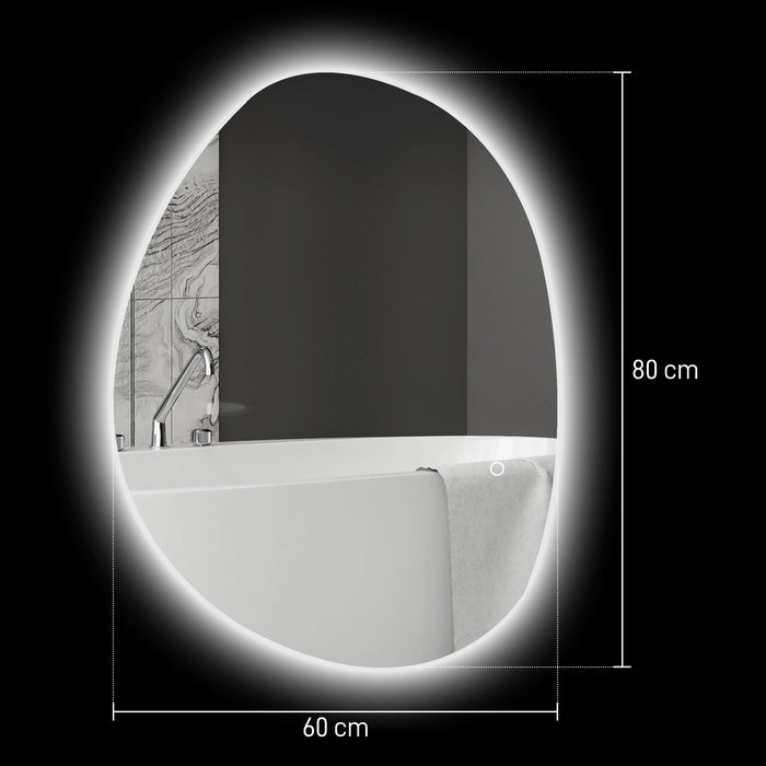 Specchio da Bagno 80x5x60 cm Illuminato a LED 3 Tonalità in Vetro Temperato Argento