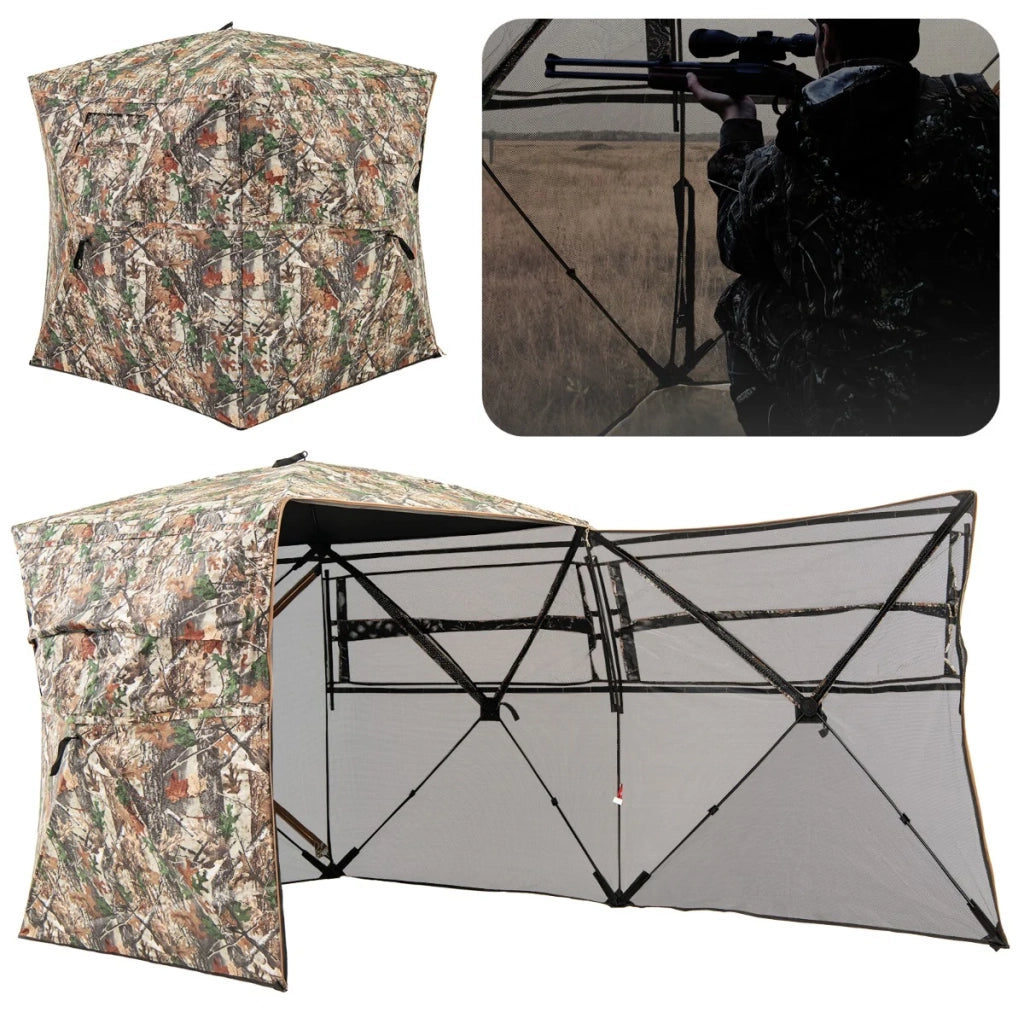 Capanno da caccia portatile 148 x 148 x 170 cm vista a 360° facile da montare stile mimetico tessuto Oxford verde 20_0017854
