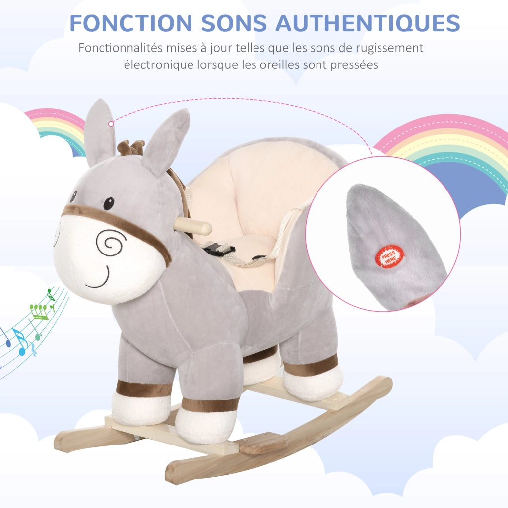 Cavallo a Dondolo in Legno per Bambini ¨C Zephmum ¨C Grigio 61x34x58 cm