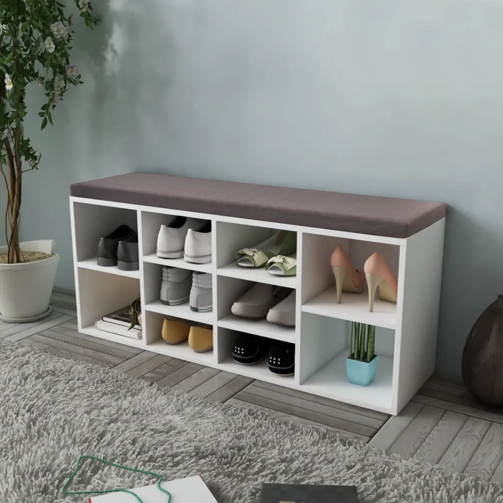 Panchina con Scarpiera con 10 Scomparti-Mobile per scarpe Bianca
