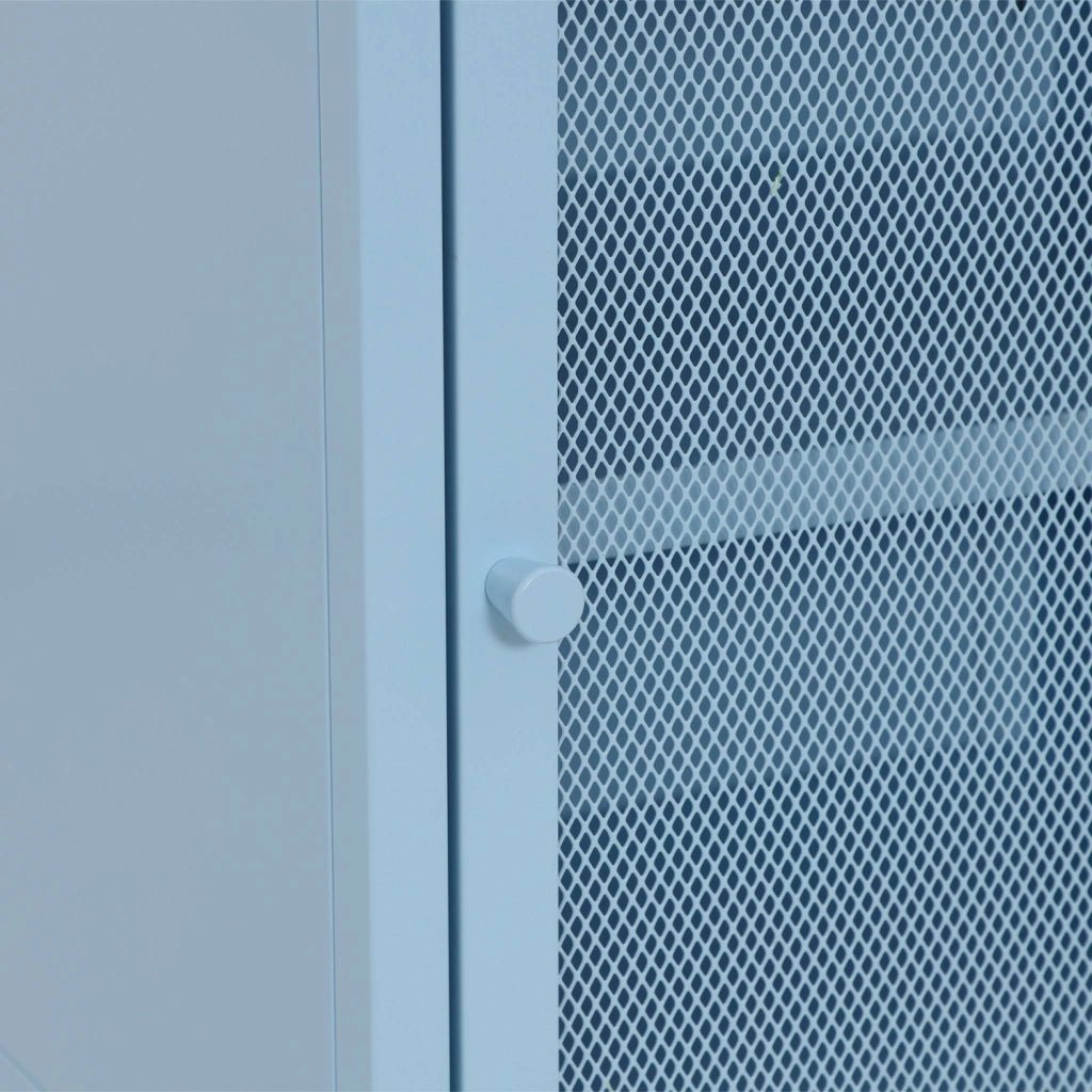 Comodino industriale in metallo 1 anta, 40x58,5cm, blu chiaro