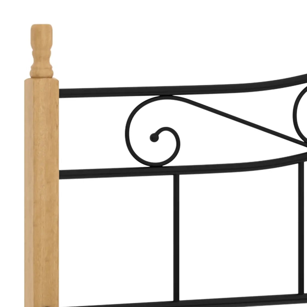 Giroletto Nero in Metallo e Legno Massello di Rovere 200x200 cm 324917