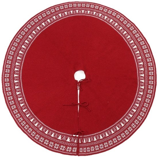 Abito da albero di Natale, 122 cm, coperta da albero di Natale a maglia, rotonda, albero di Natale, modello neve, grande tappeto da albero di Natale, adatto alle decorazioni di Natale e Capodanno, rosso.