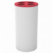 Trade Shop - Bicchiere Portaspazzolini 4 Fori Bianco Rosso In Plastica Accessorio Bagno 69938 -