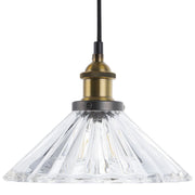 Lampada a Sospensione Vetro Trasparente Metallo Forma Rotonda 1 Luce Classica