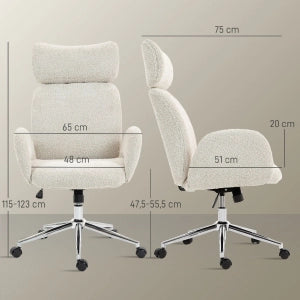 SEDIA Ufficio ergonomica con poggiatesta regolabile, schienale alto, grigio chiaro