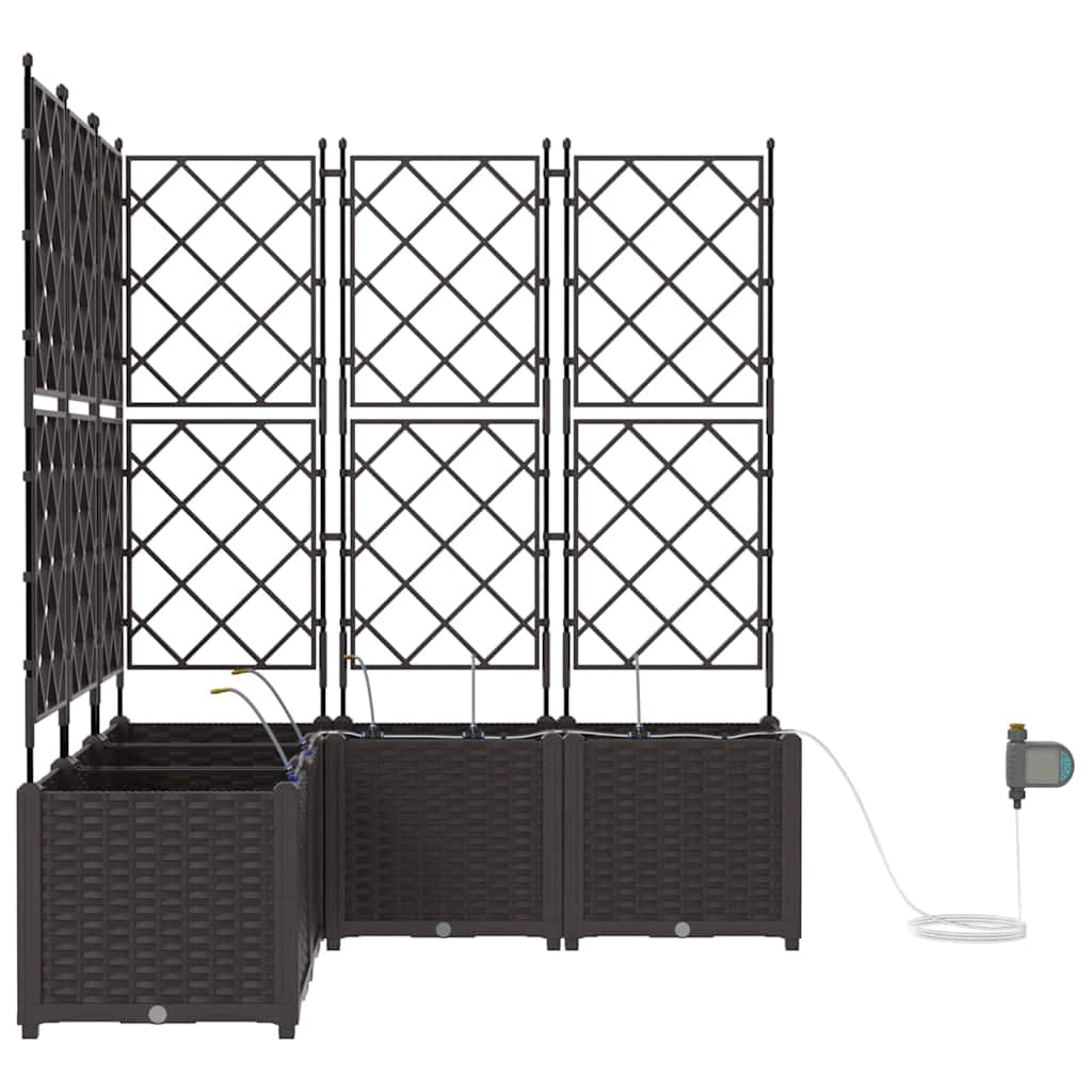 Set di 5 fioriere da giardino moderne con sistema di irrigazione 120 x 120 x 142 cm acciaio marrone 02_0058531