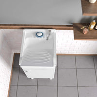 Lavatoio con mobile, lavapanni bianco da esterno e interno 45x50 cm  salvaspazio in PVC  piedini regolabili  Negrari