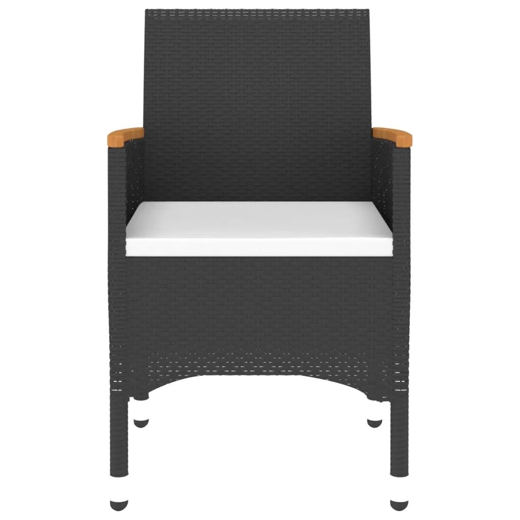 Set da Pranzo per Giardino 3 pz | Set Salotto da Giardino in Polyrattan Nero