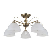 Plafoniera vintage MORETI ottone 5xE27 opale Italux