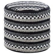 Pouf Bianco e Nero Cotone e Lana Intrecciato Macramè Boho Rustico