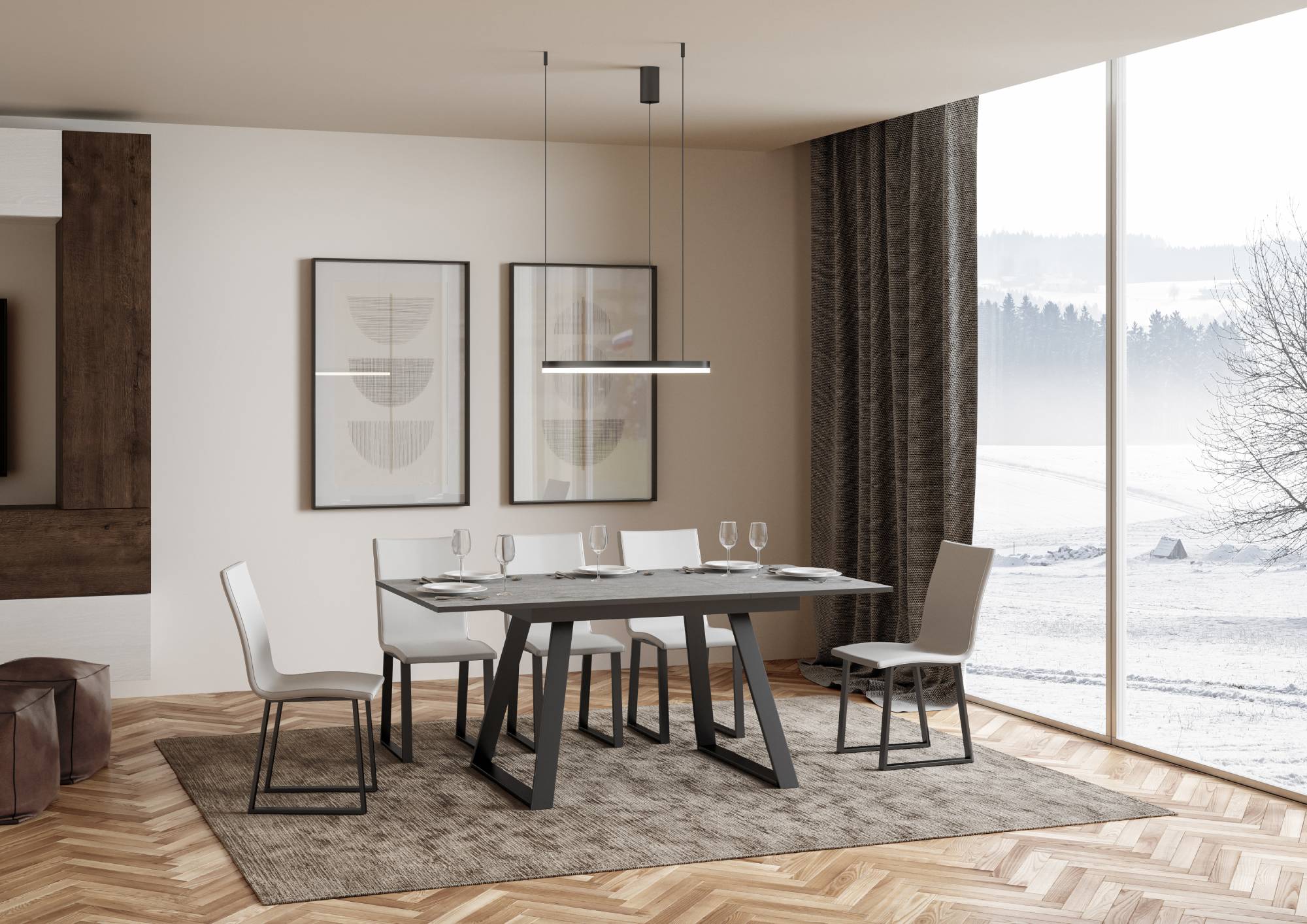 Tavolo Allungabile 120-180x90x74 cm Bernadette Cemento