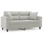 Divano | Divano da soggiorno | Sofa 2 Posti Cuscini Grigio Chiaro 140 cm Tessuto Microfibra