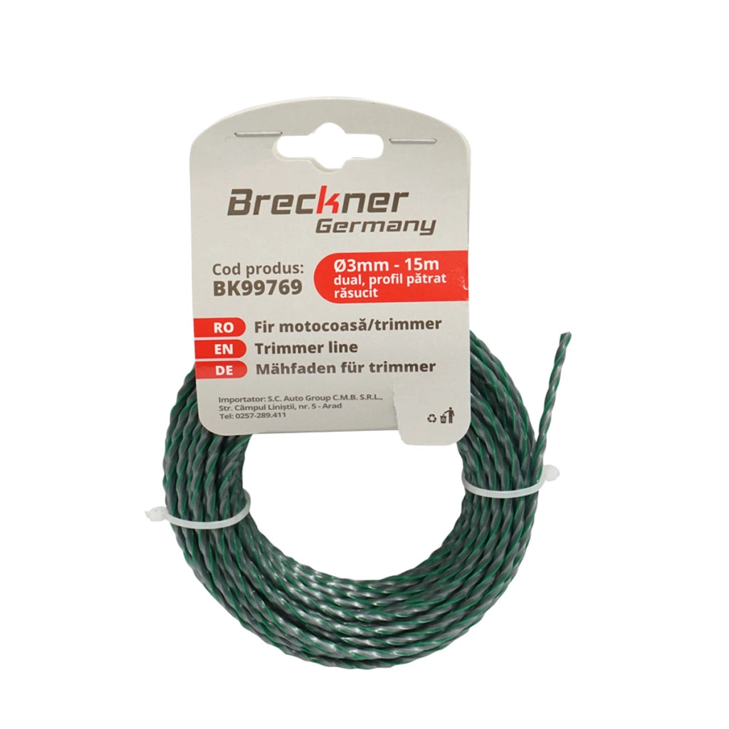 Filo quadrato ritorto per decespugliatore 3mmx15m Breckner Germany