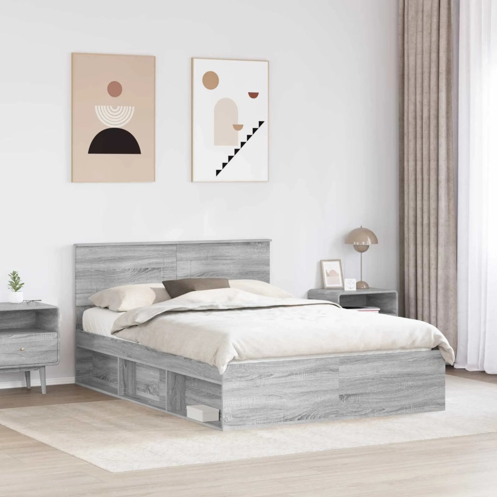 Struttura del letto con testiera Grigio Sonoma 160 x 200 cm