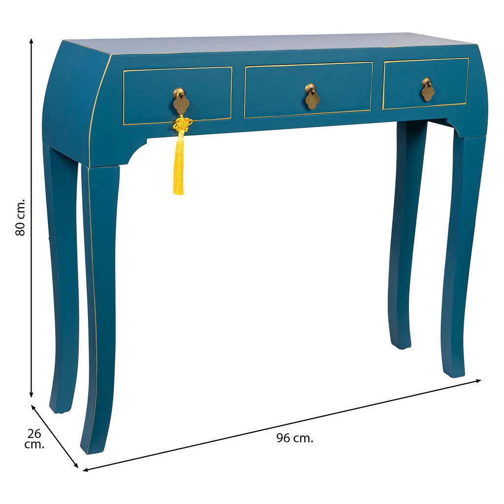 Mobile da ingresso in legno con 3 cassetti 96x26x80