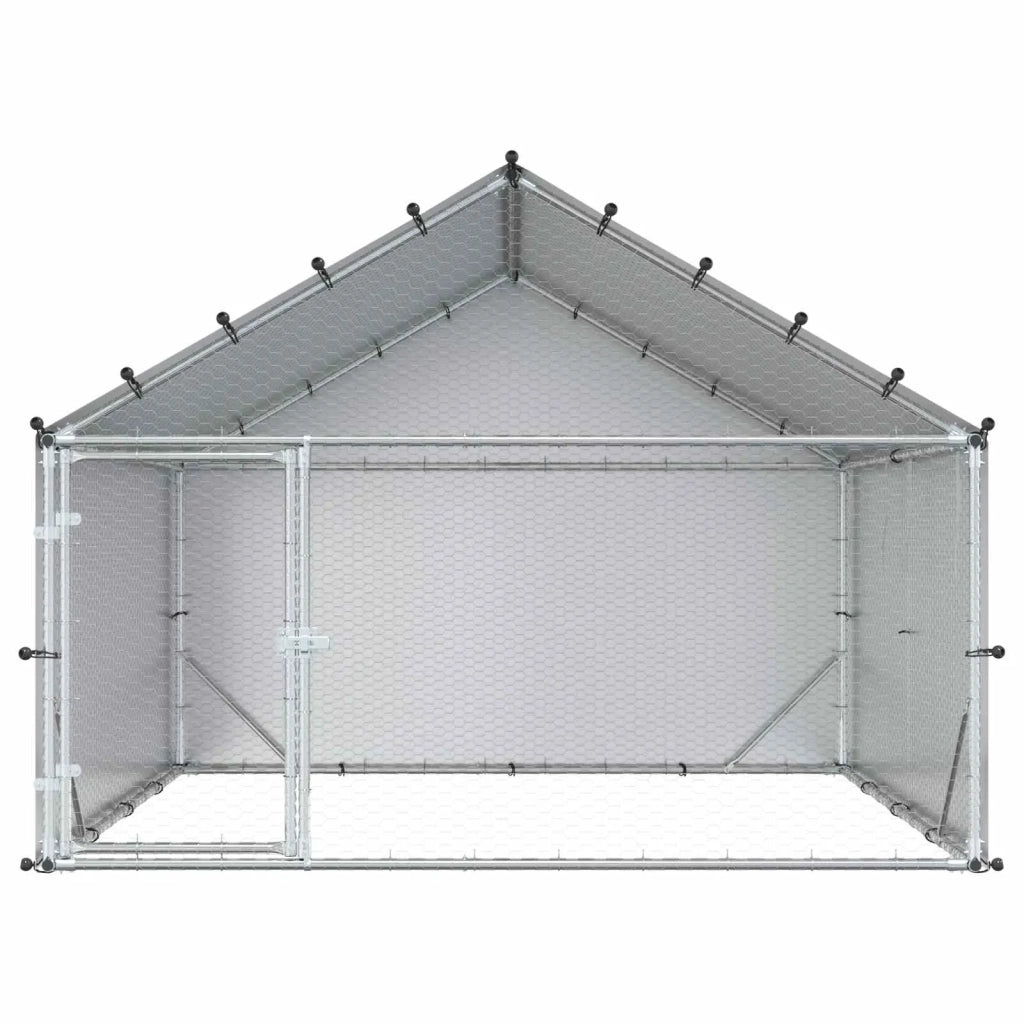 Pollaio con tetto Argento 200 x 200 x 150 cm Acciaio zincato 42042520