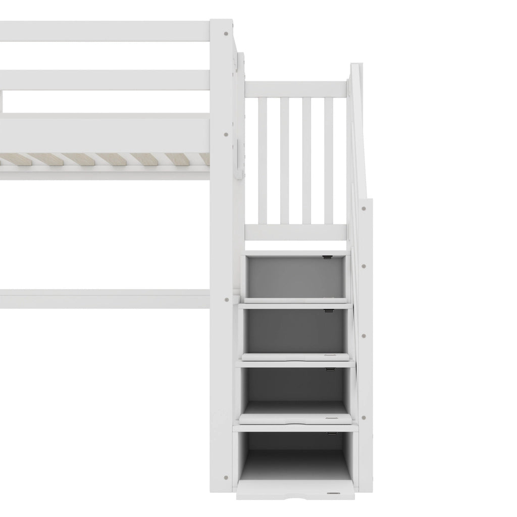 LETTO A CASTELLO con scrivania e cassetti 90 x 200 cm bianco