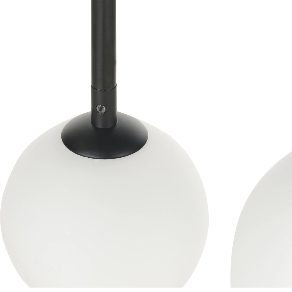 	Lampadario con 3 luci a LED in metallo con paralumi rotondi in vetro metallo nero soggiorno stile glamour