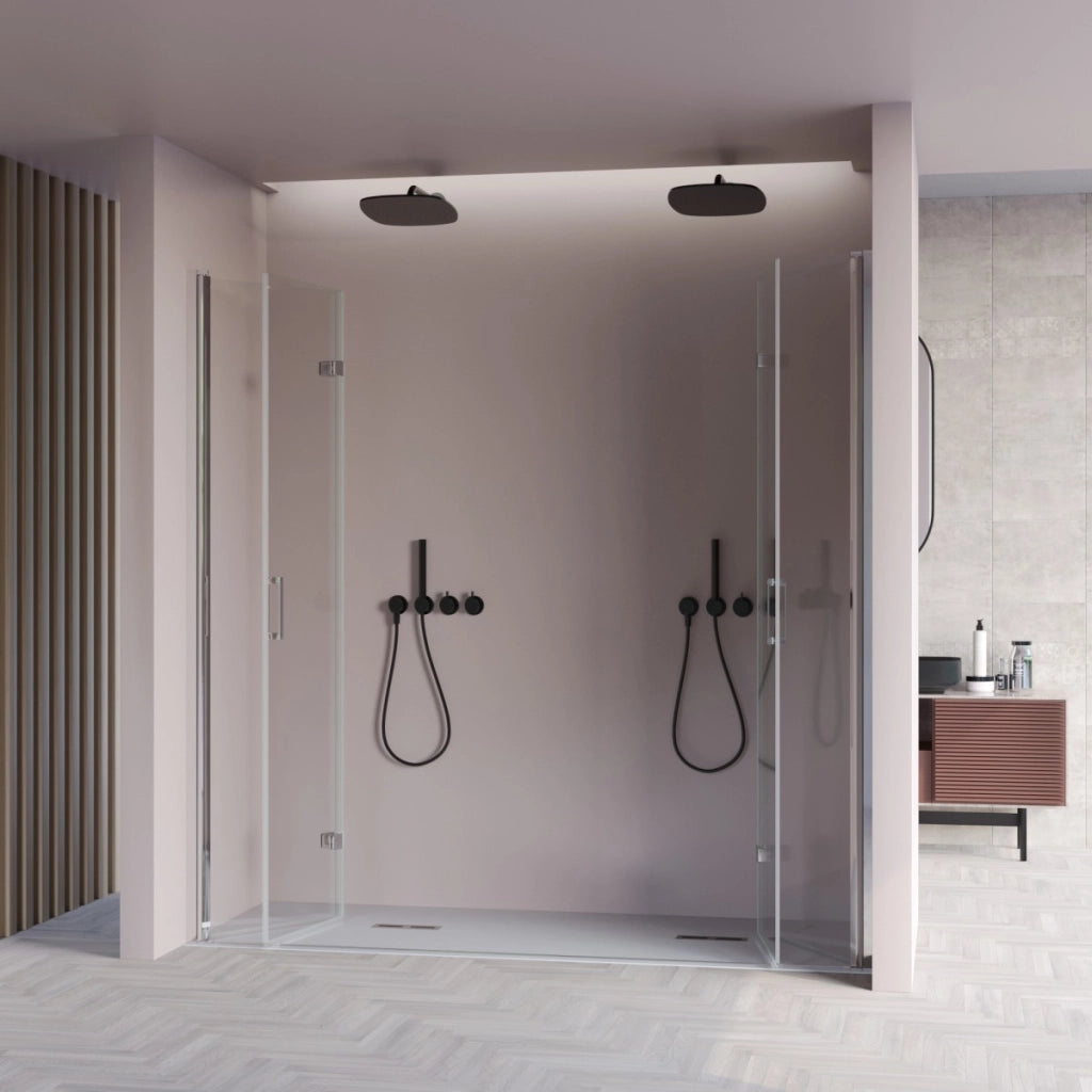 Porta doccia pieghevole ingresso centrale h195cm 6mm rea, misura 155