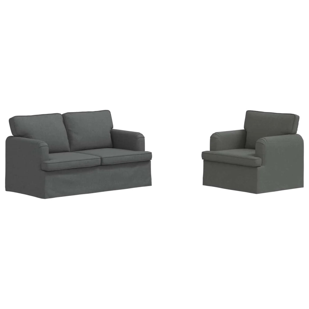 Set di divani 2 pcs Grigio scuro 144 x 80 x 85 cm Tessuto