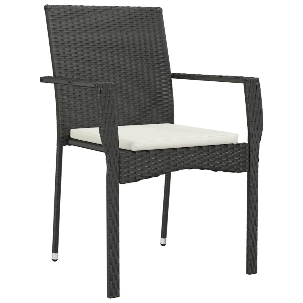 Sedie da Giardino con Cuscini 2 pz in Polyrattan Nere cod mxl 15426