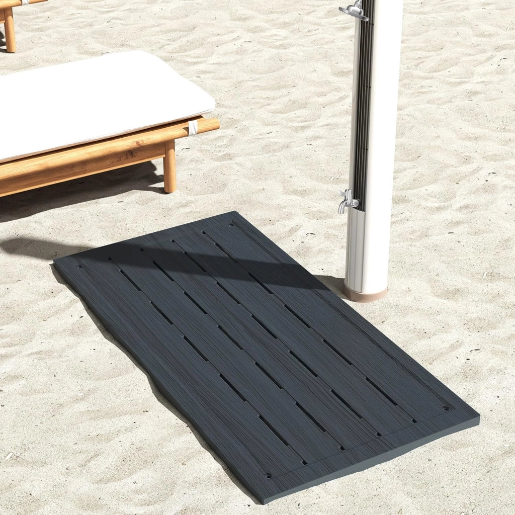 Elemento da pavimento in plastica per doccia solare, doccia da giardino, doccia esterna, antiscivolo, protezione UV, per doccia da piscina, scala per piscina, 100 x 65 x 4 cm